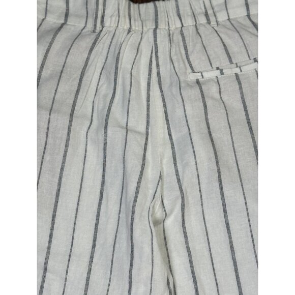 Old Navy Size M Woman Extra High-Rise Taylor Wide-Leg Striped White Linen-Blend - Picture 10 of 13